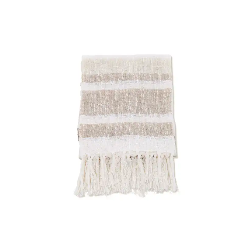 Sandy Throw Slub/polyester - Offwhite/beige/brown / - 130*17 Beige/Brun/Vit