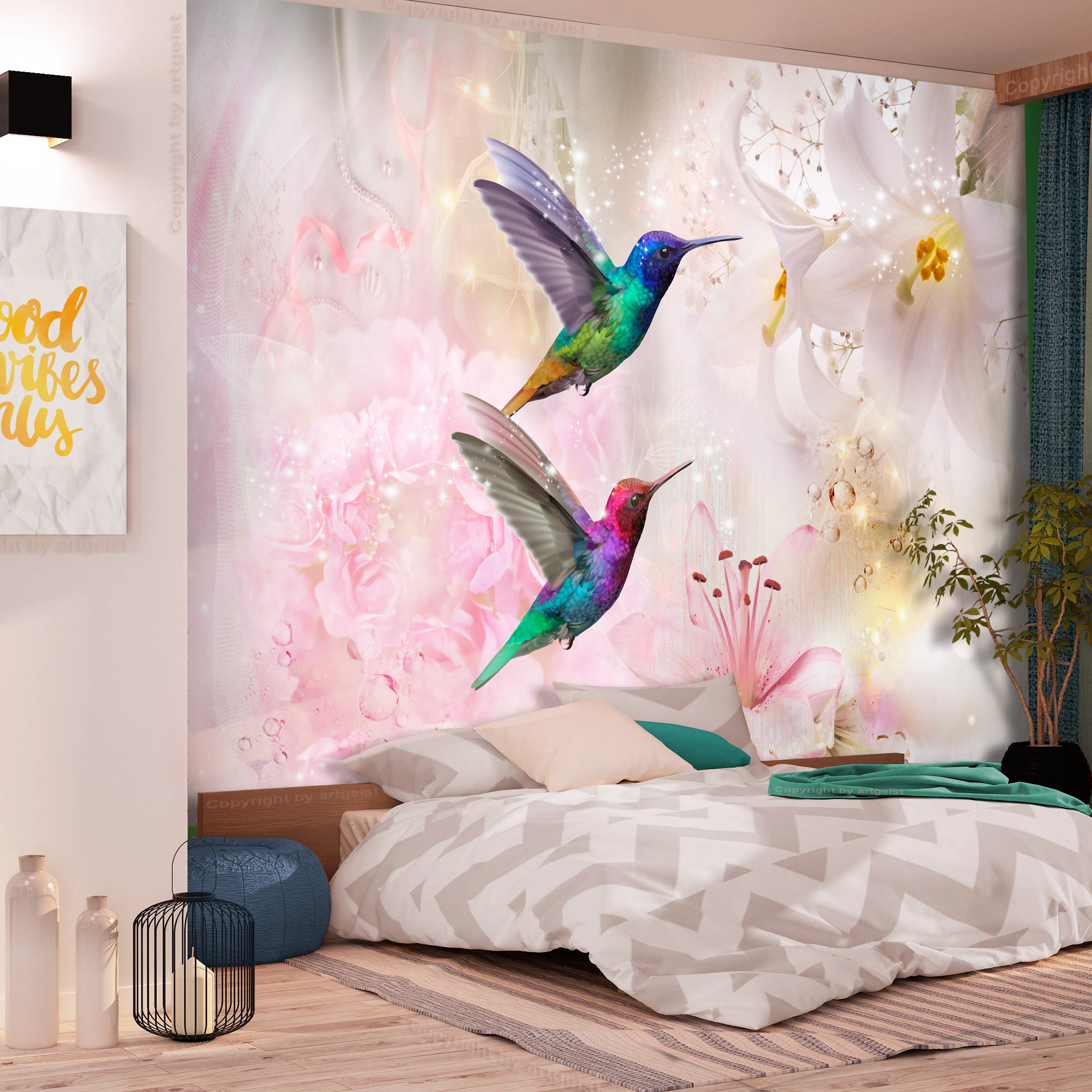 Fototapet Arkiio Colourful Hummingbirds Pink