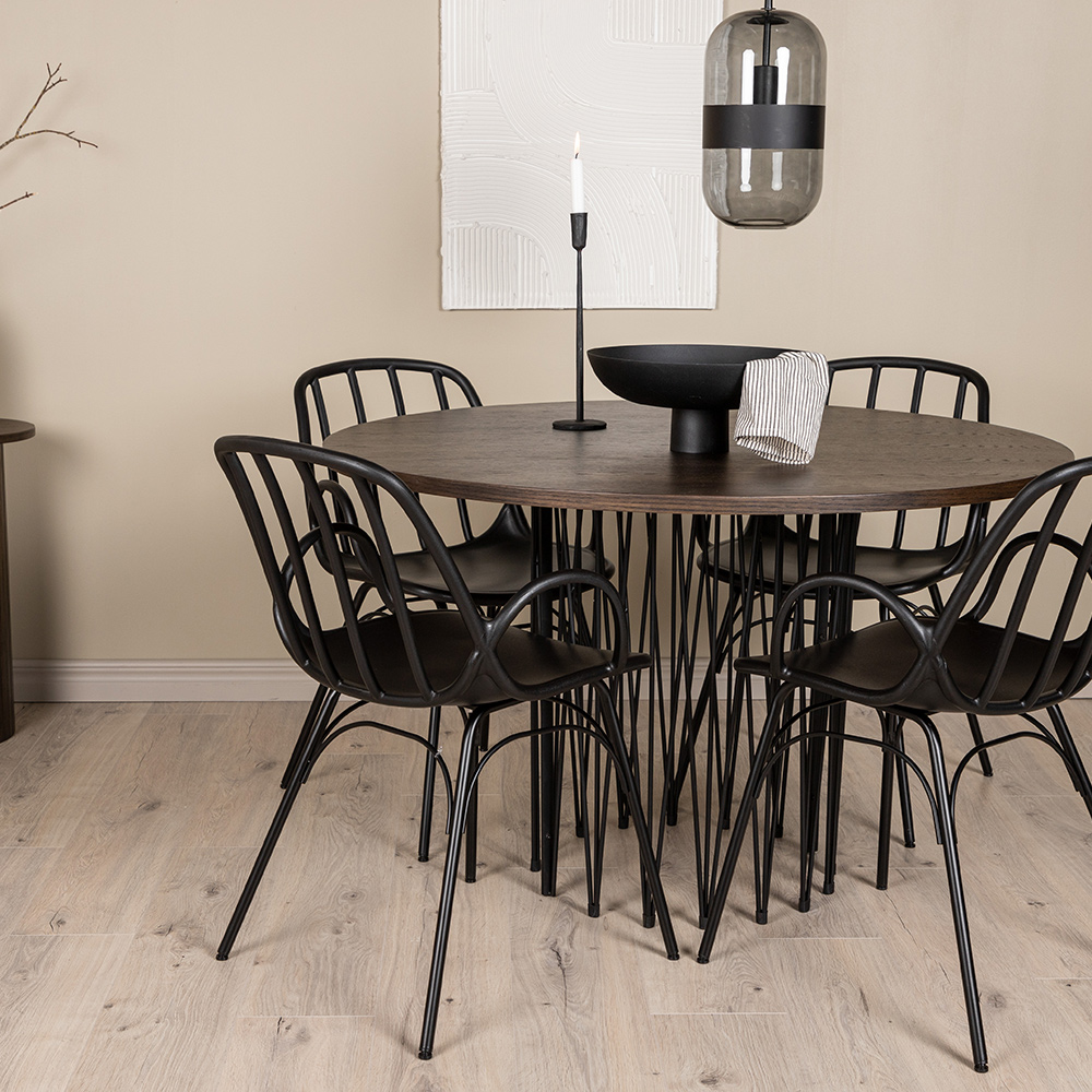 Matgrupp furniture/fashion Stone round Ø 120 cm med 4 Dyrön Stolar