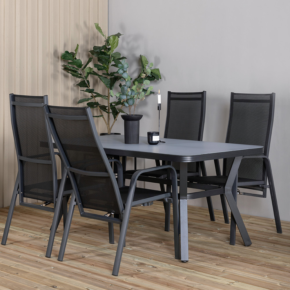 Matgrupp Venture Home Vyn Svart med 4 Curz Matstolar