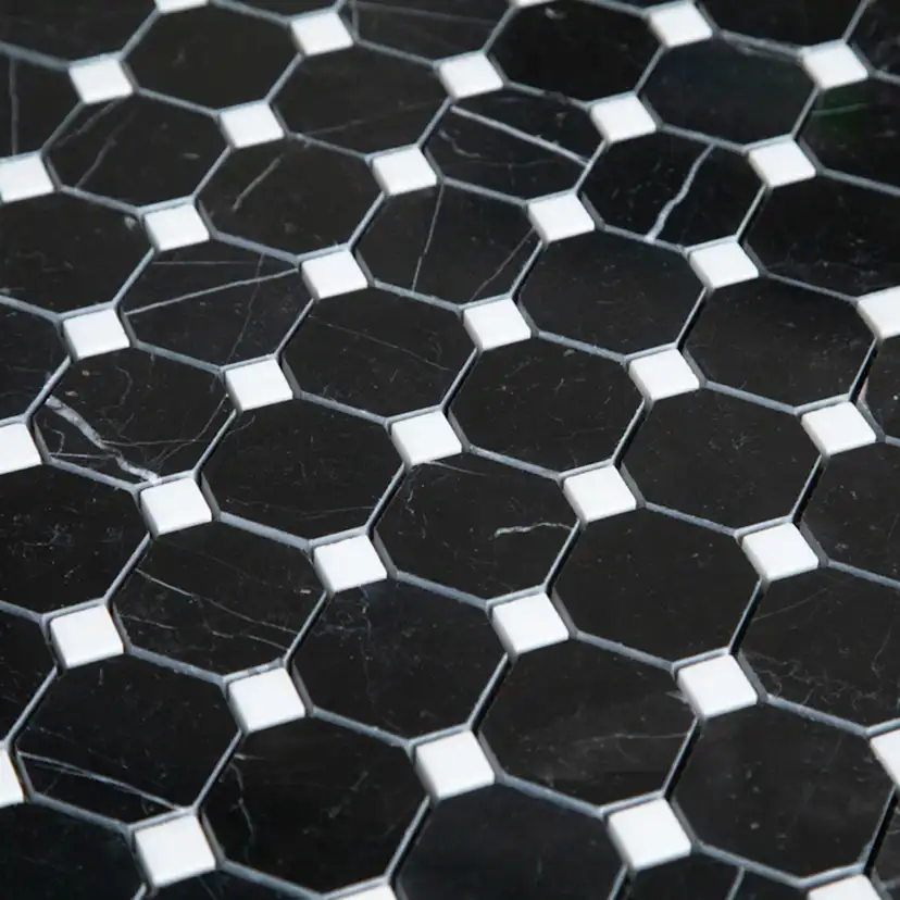 Natursten ArtStone Nero Marquina Octagon Polerad 5x5 cm