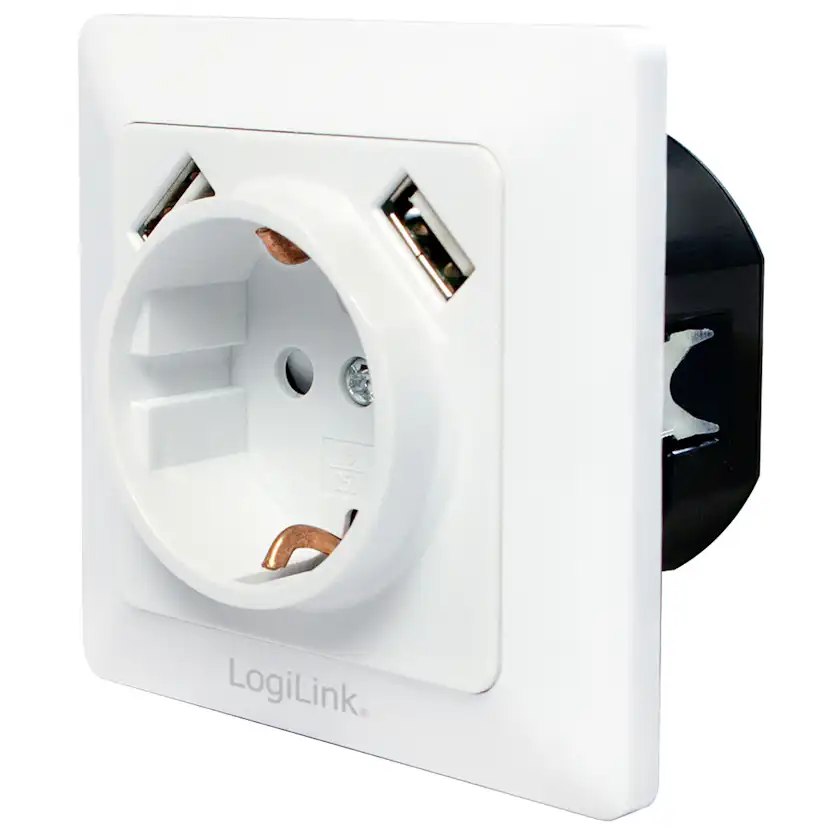Vägguttag LogiLink 230V Med 2xUSB 2,1A