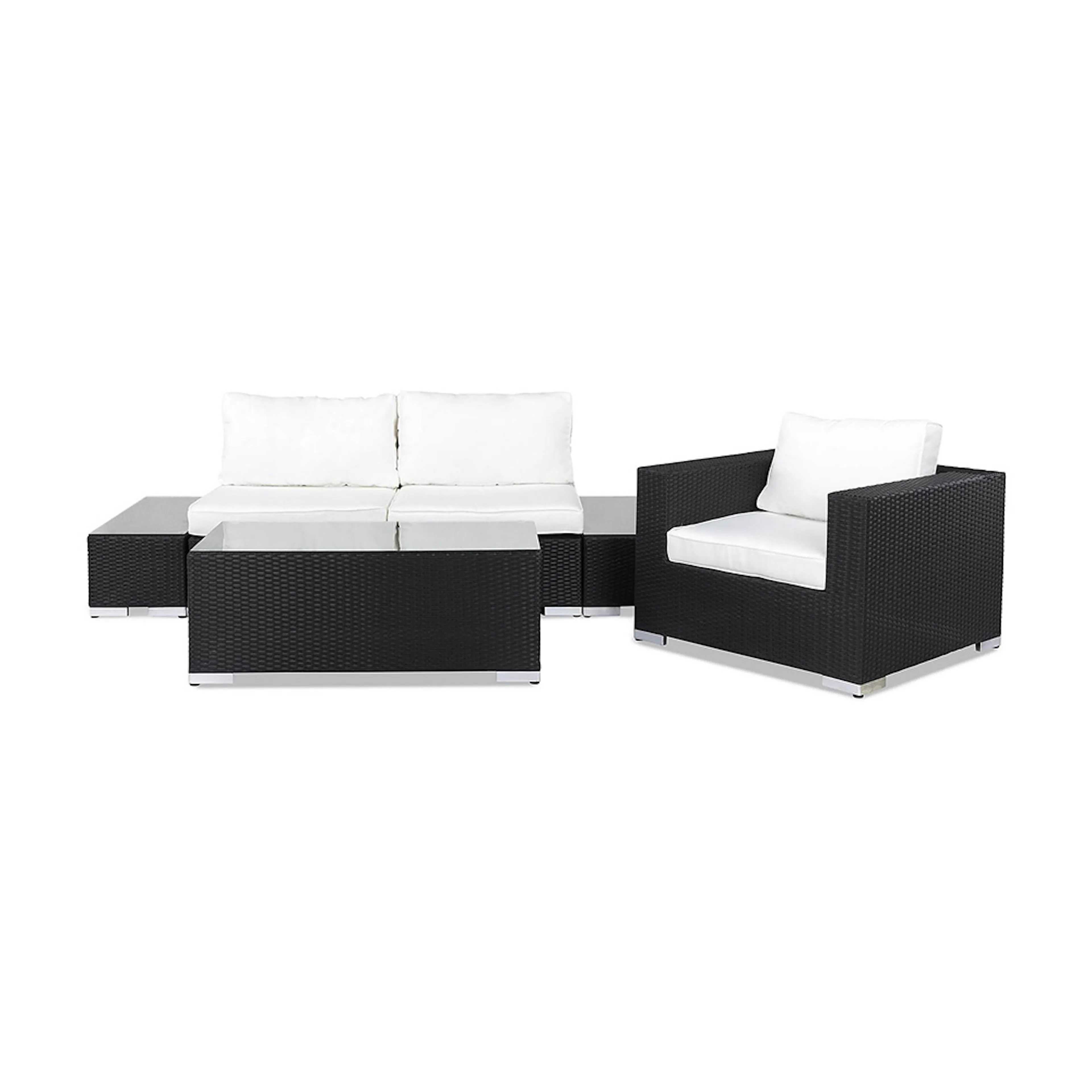 Loungegrupp Comfort Garden Bahamas Soffa 3-sits med Bord Svart/Vit