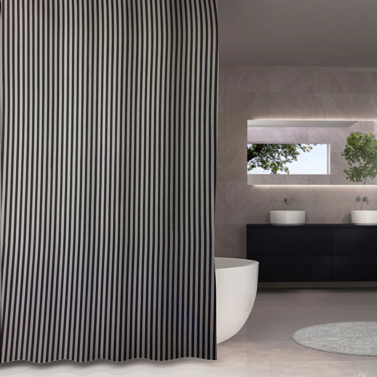 Duschdraperi Victoria grafit 180x200 Grafit, Storlek: 180x200 cm