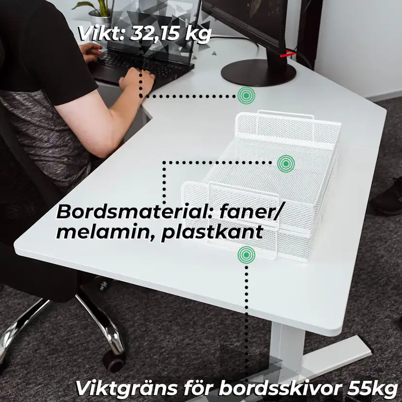 Hörnskrivbord Lykke M100 Höj- och sänkbart