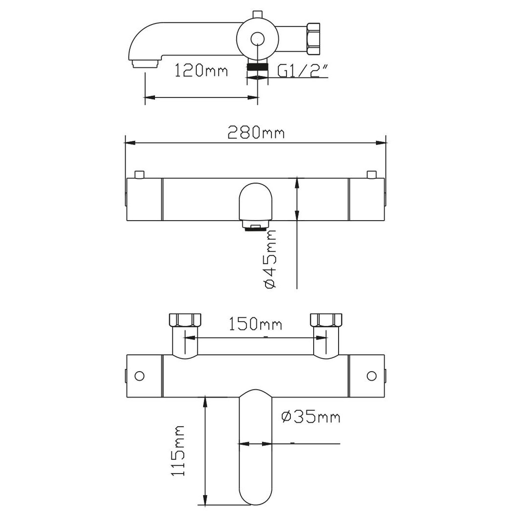 Dusch- och Badkarsblandare Strand Stainless Inox G-28A 150 cc