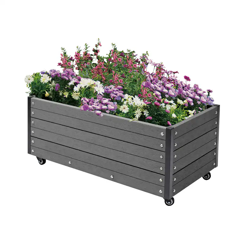 Planteringslåda HORTUS Komposit med Hjul, 25 mm