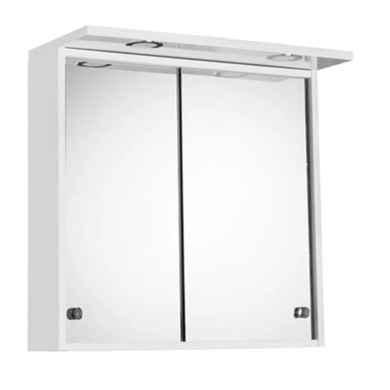 SPEGELSKÅP BASIC AQUA VIT HÖGBLANK LED2 BxHxD: 598x594x270 mm, Utan eluttag, Med toppbelysning, 2 st spotligths