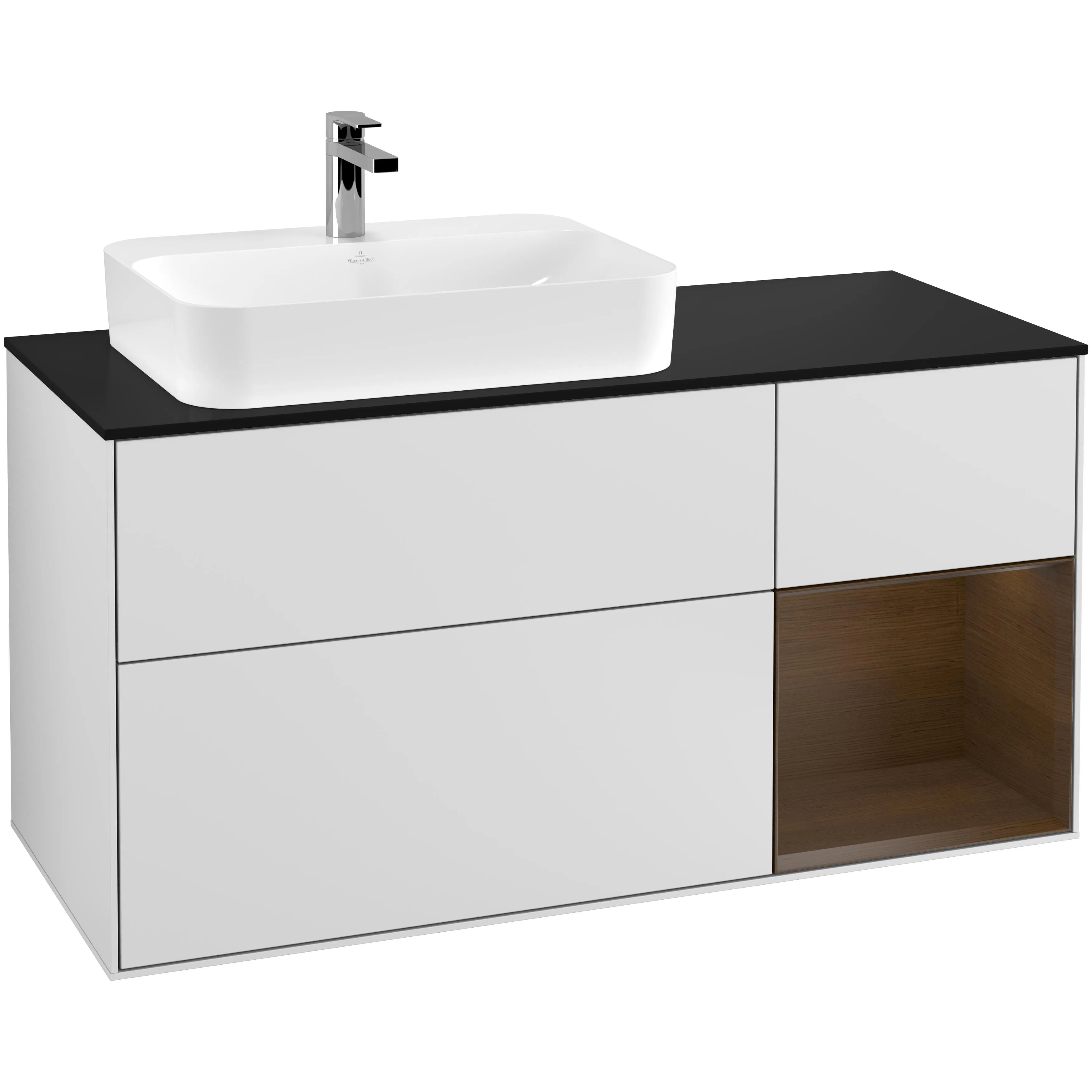 Tvättställsskåp Villeroy & Boch Finion med 3 Lådor Hylla och Bänkskiva för Ocentrerat Ytmonterat Tvättställ