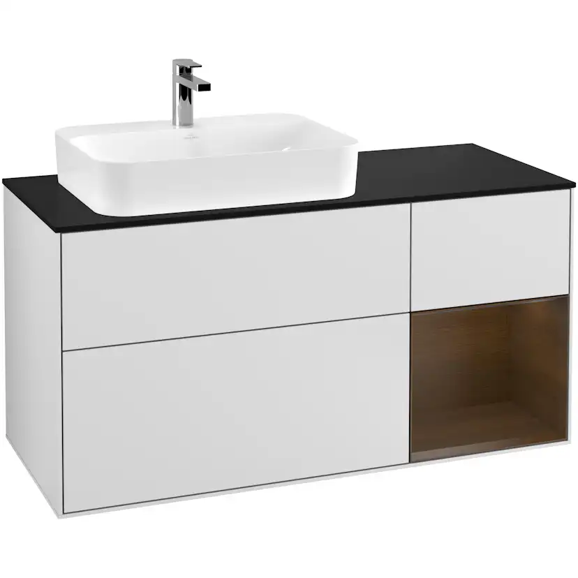 Tvättställsskåp Villeroy & Boch Finion med 3 Lådor Hylla och Bänkskiva för Ocentrerat Ytmonterat Tvättställ