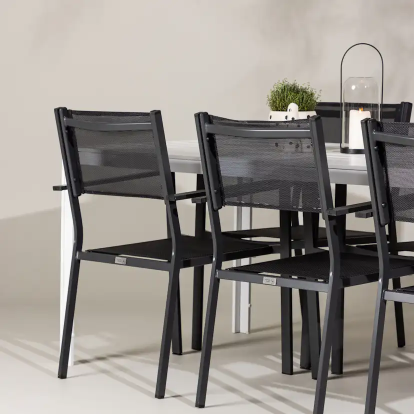 Break Dining Table - White / White Aintwood +Copacabana Sta Trädgårdsgrupp Venture Home Break med 6 Copacabana Stolar