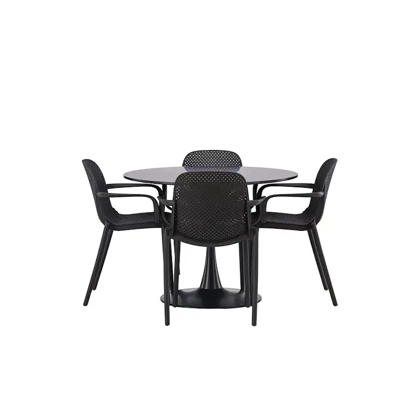 Matgrupp Venture Home Glade Ø 100 cm med 4 Baltimore Stolar