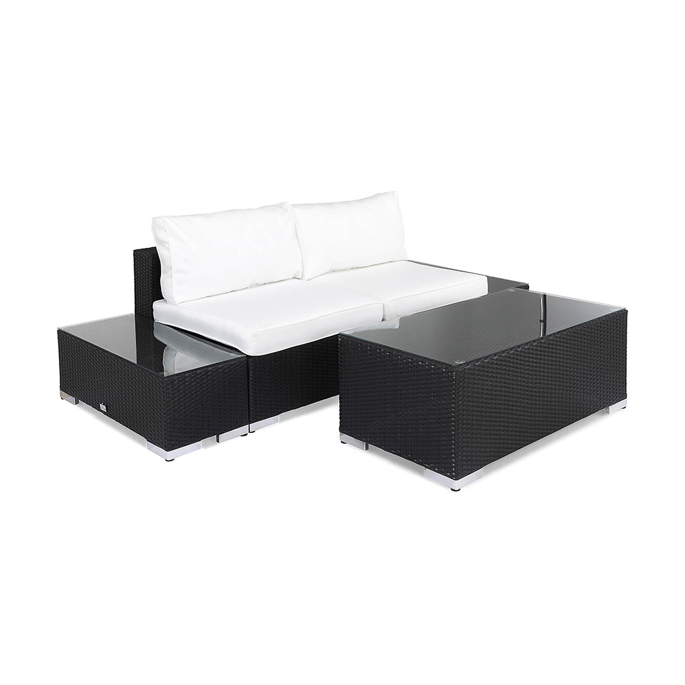 Loungegrupp Comfort Garden Bahamas Soffa 2-sits med Utebord Svart/Vit Utomhus