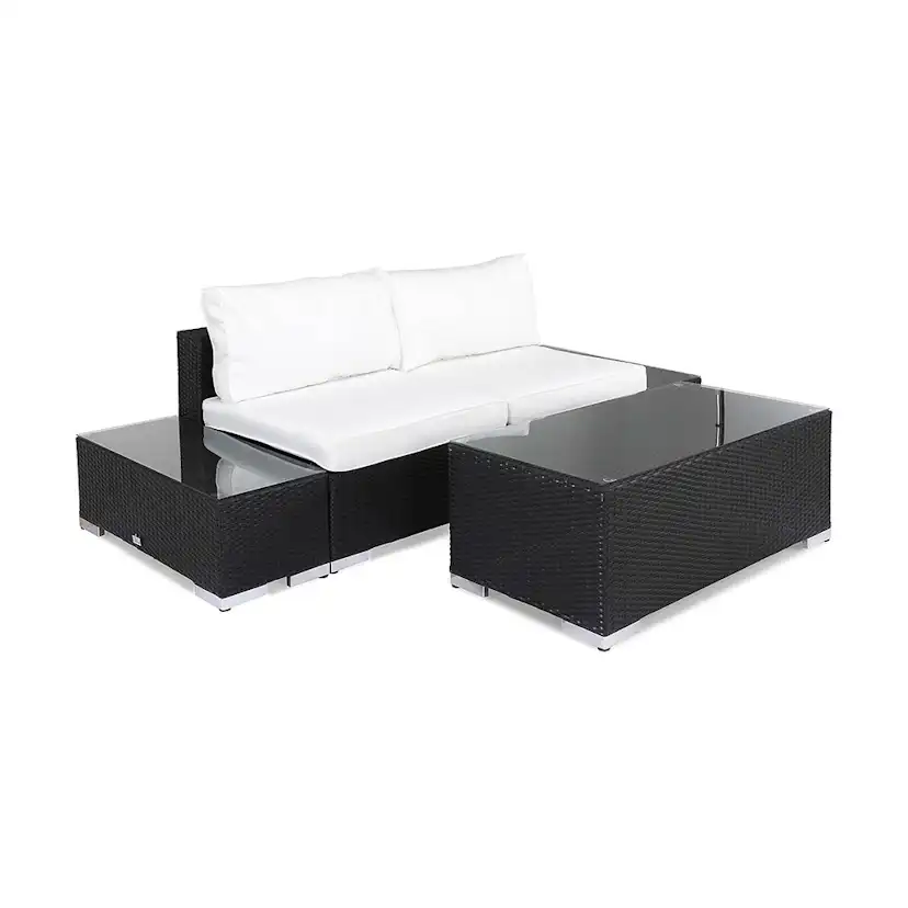 Loungegrupp Comfort Garden Bahamas Soffa 2-sits med Utebord Svart/Vit Utomhus