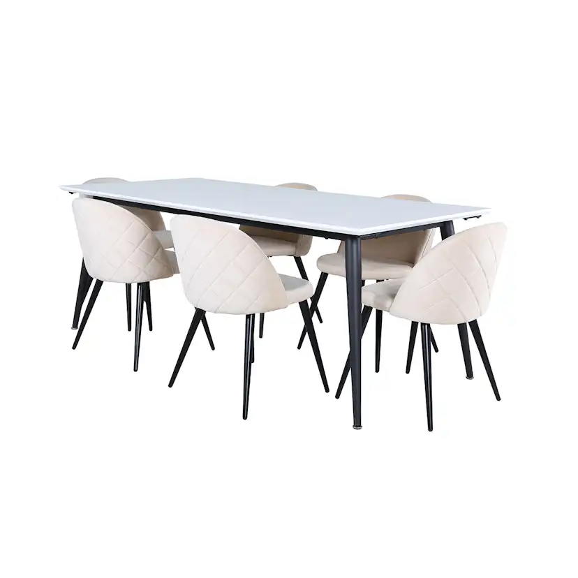 Matgrupp Venture Home Jolie med 6 Valentina Stitcthes Stolar Sammet