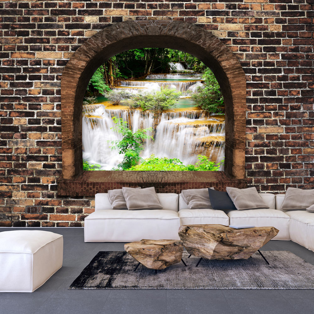 Fototapet Arkiio Självhäftande Stony Window Waterfalls