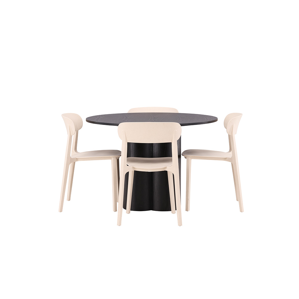 Matgrupp Venture Home Olivia Ø 110 cm med 4 Åstol Stolar