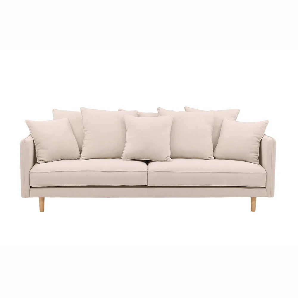 Soffa Vind Segelskären Beige 3-Sits med Tallben & Linnekuddar
