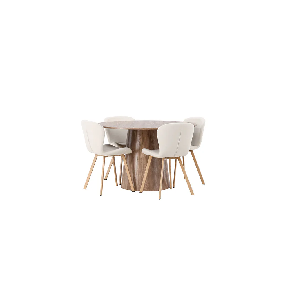 Matgrupp Venture Home Lanzo Ø120 cm med 4 st Lilja stolar