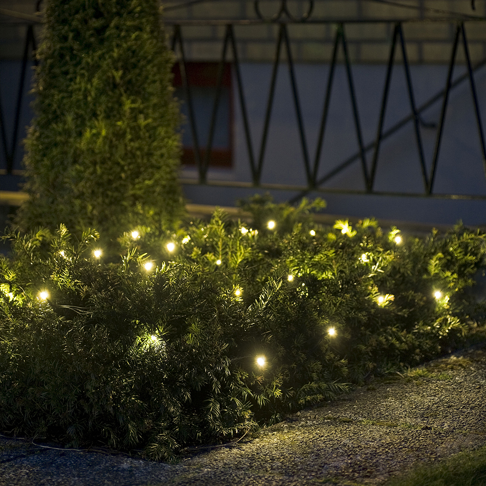Nät 32 varmvita LED 1x1m svart kabel 24V/IP44 Varmvit/Svart