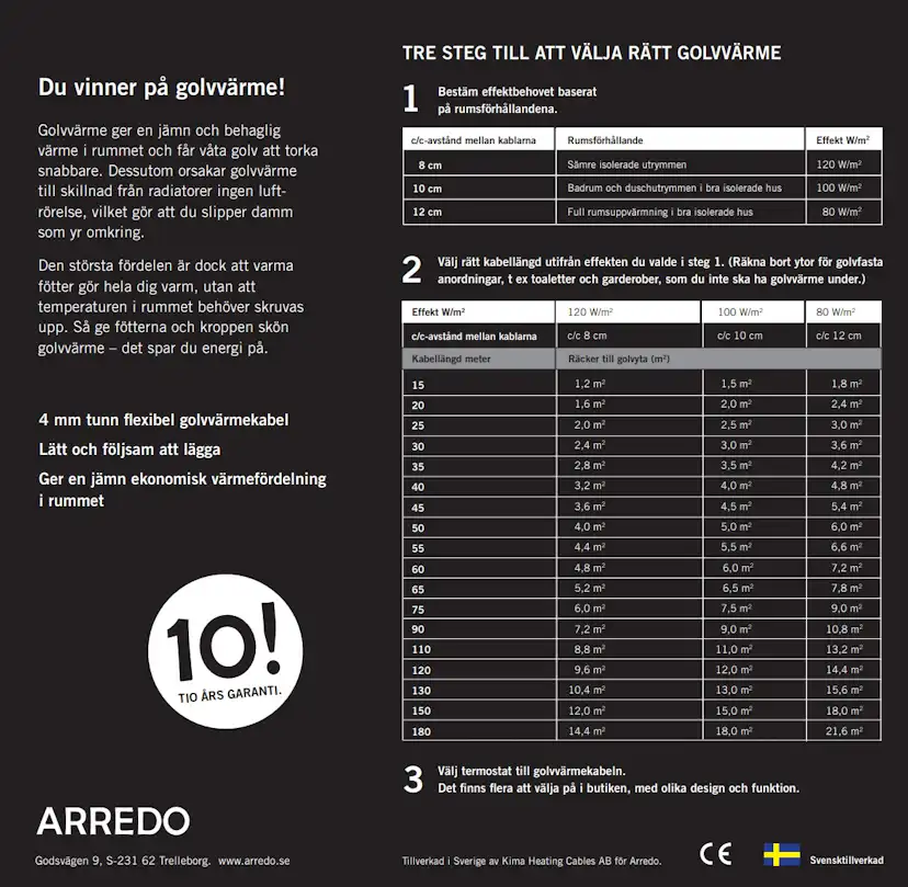 Golvvärmekabel Arredo
