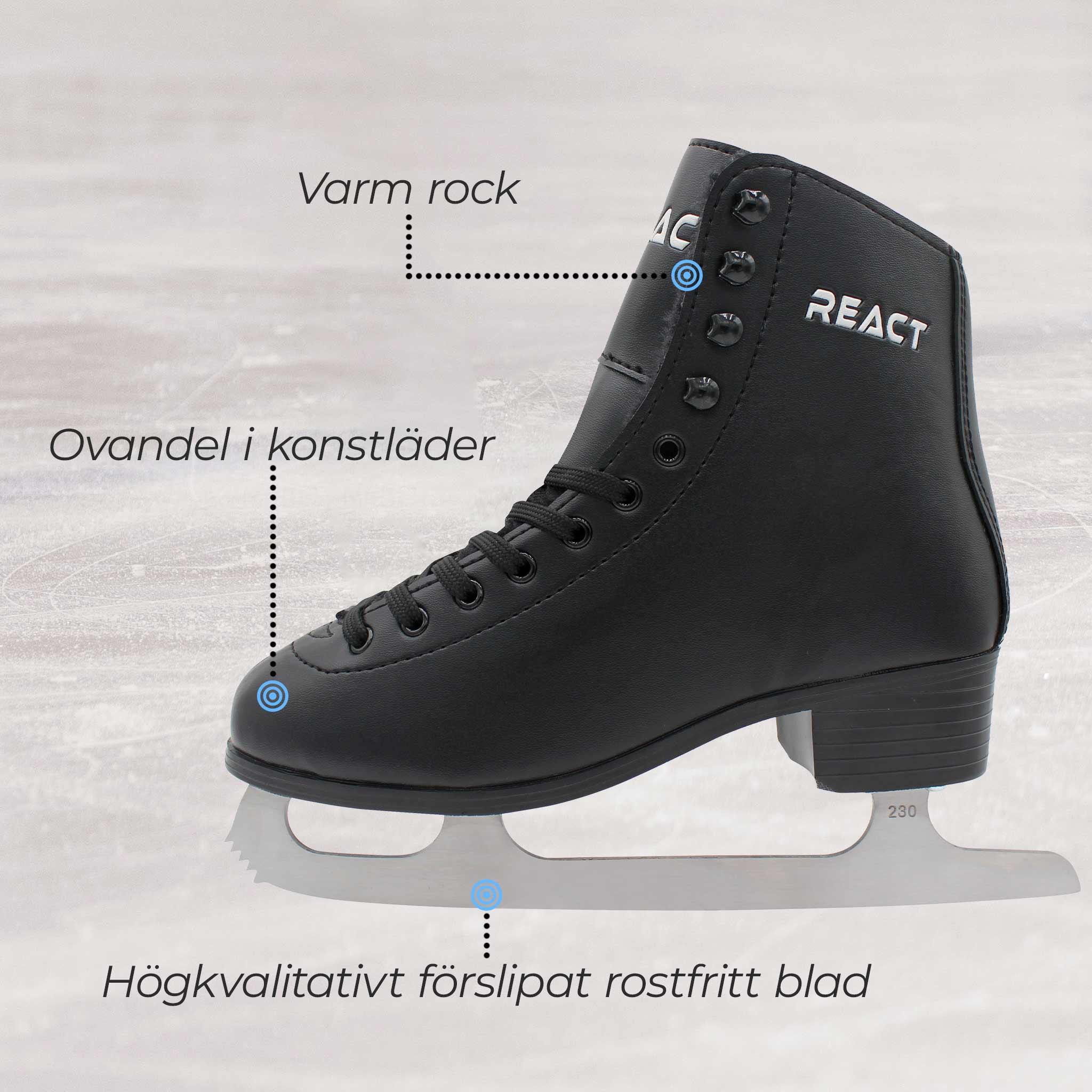 Konståkningsskridskor React Svart