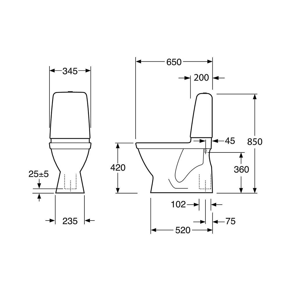 Toalettstol Gustavsberg Public 6600 C+ Hygienic Flush