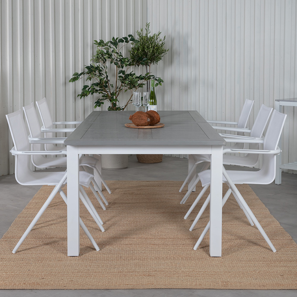 Matgrupp Venture Home Aleyna 224 Vit med 6 Aspen Matstolar