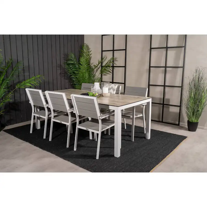 Matgrupp Venture Home Llama Matgrupp Utomhus 205cm med 6 Levels Stapelbara Matstolar