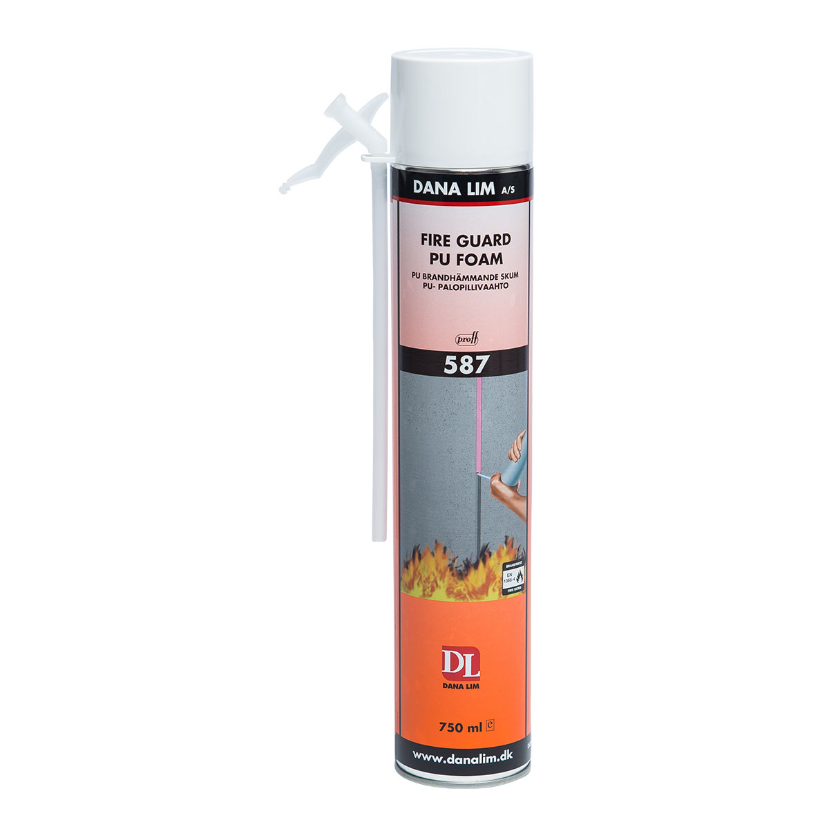 Brandfogskum Danalim Fire Guard Prof 587 Polyuretan 750 ml för Byggfog & Butyltätning