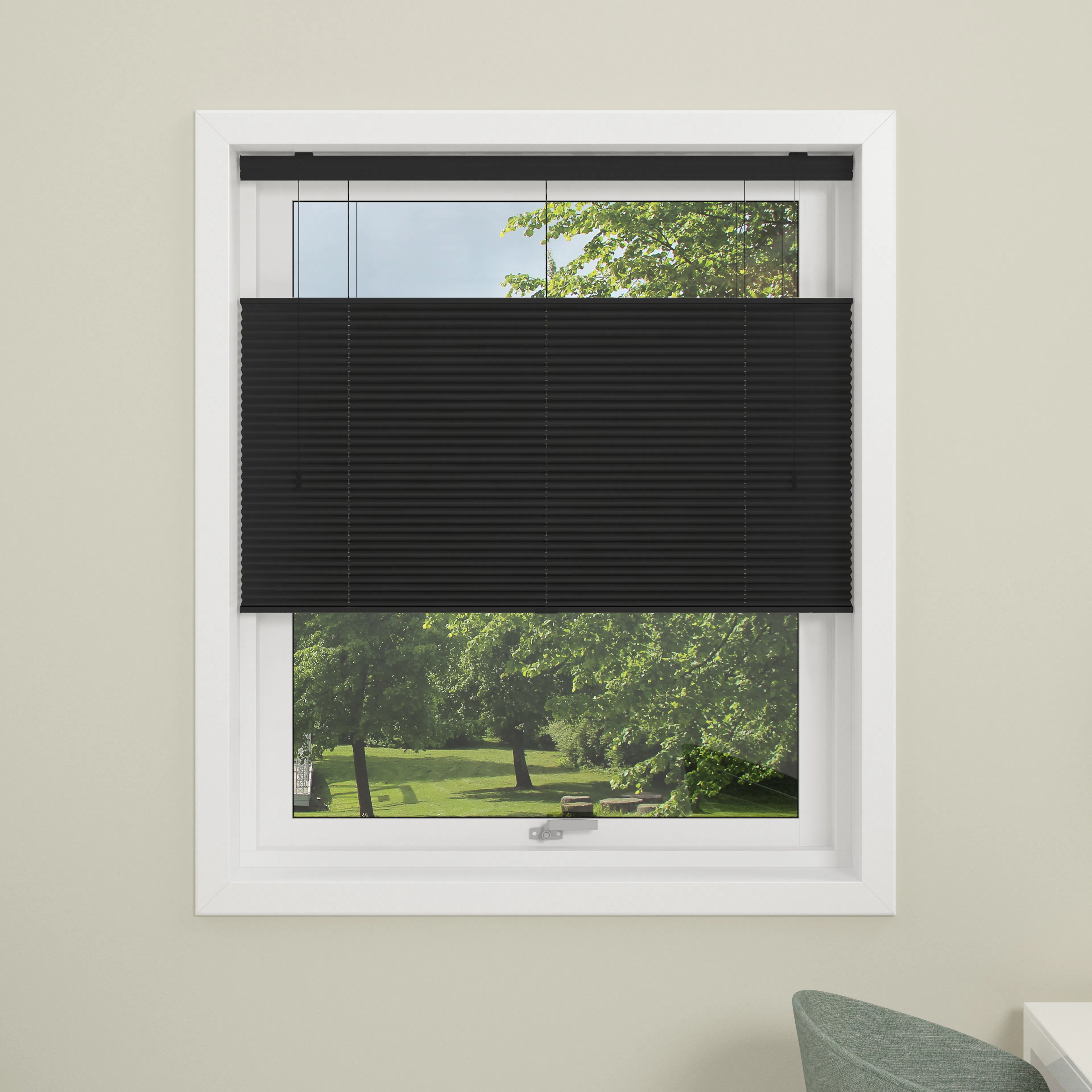 Plisségardin  Touch Split svart 130x160 Bredd: 130 cm, Längd: 160 cm, Färg: Svart