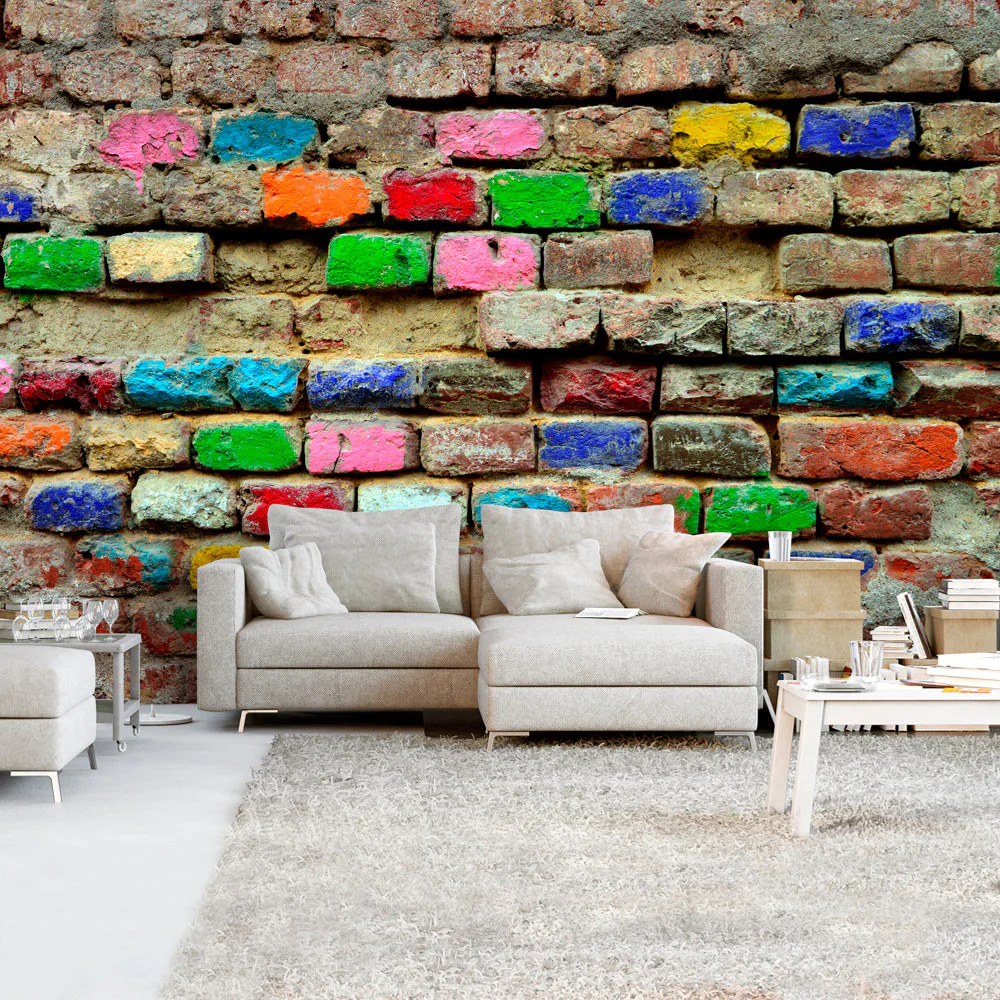 Fototapet Arkiio Självhäftande Colourful Bricks