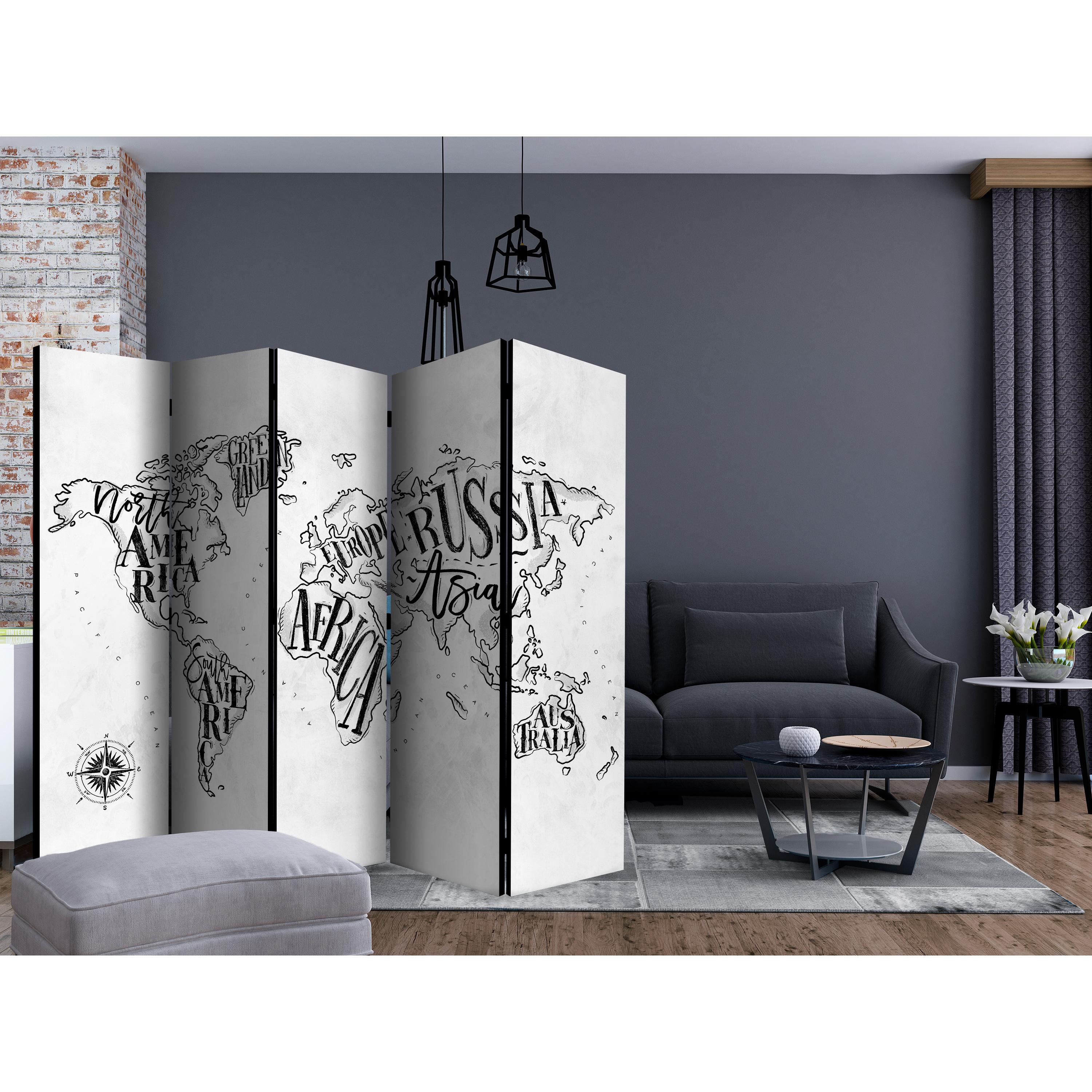 Rumsavdelare Arkiio Retro Continents Grey II 225x172 cm