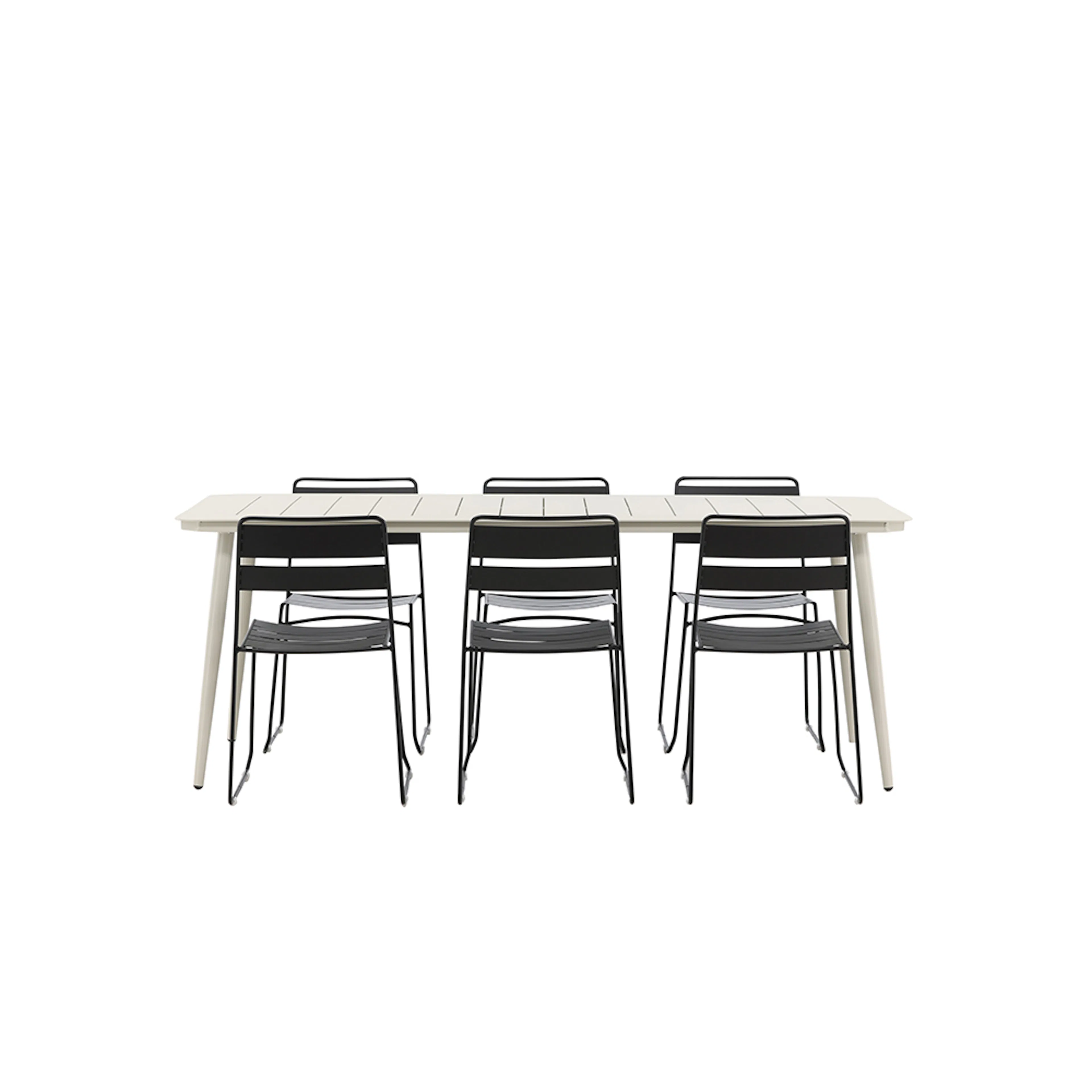 Lina Dining Table - Beige - 200*90 _1+ Lina Dining Chair - B Beige/Svart