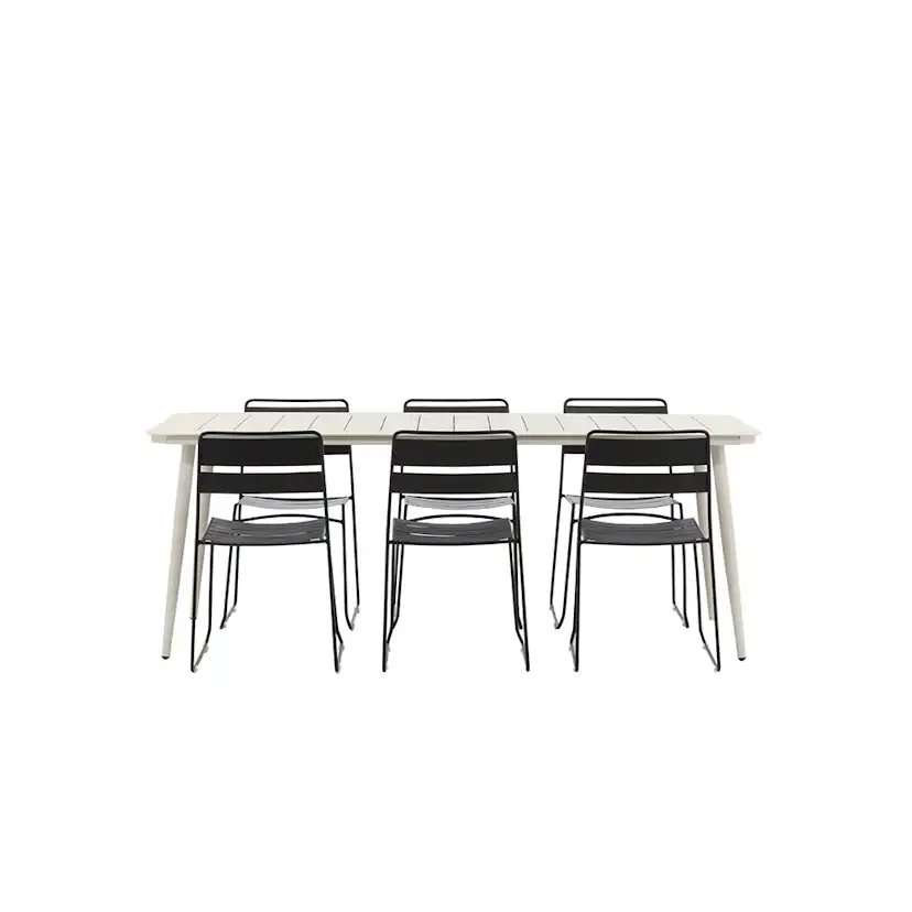 Lina Dining Table - Beige - 200*90 _1+ Lina Dining Chair - B Beige/Svart