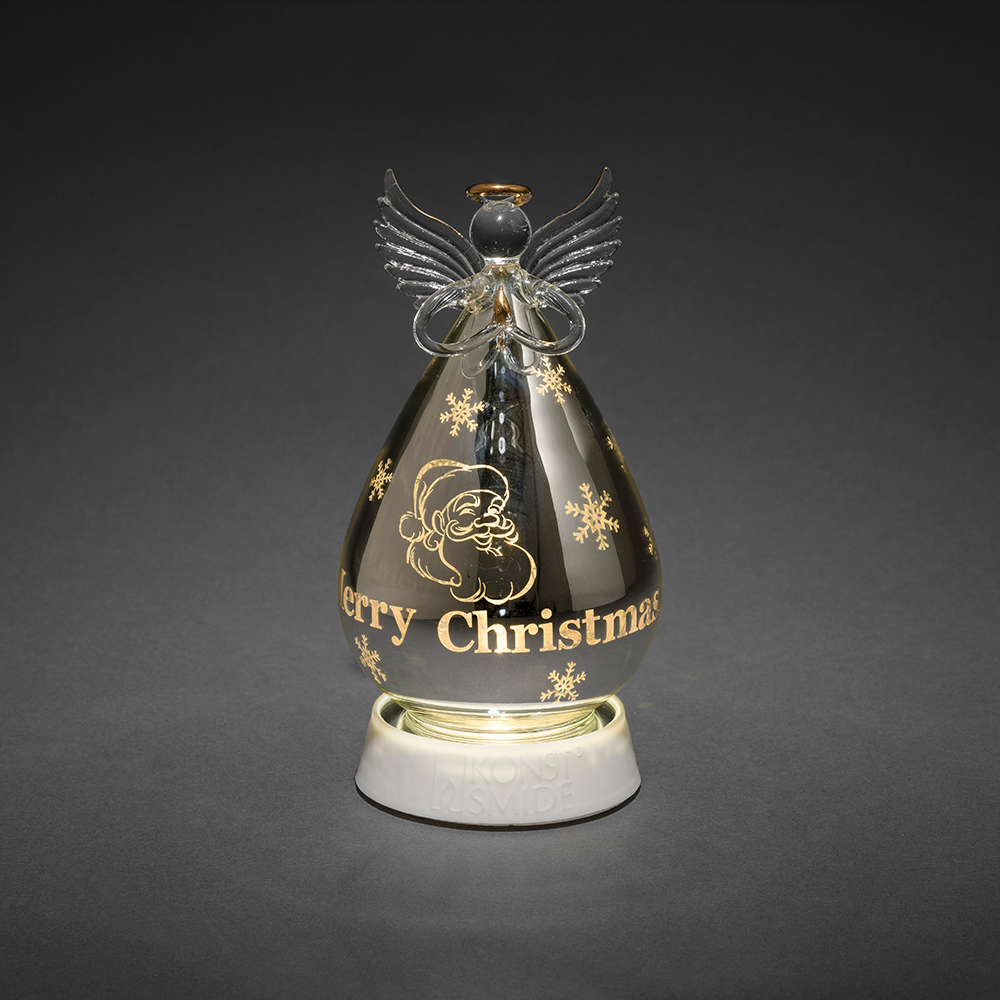 Glasboll Gnosjö Konstsmide Ängel Merry Christmas LED