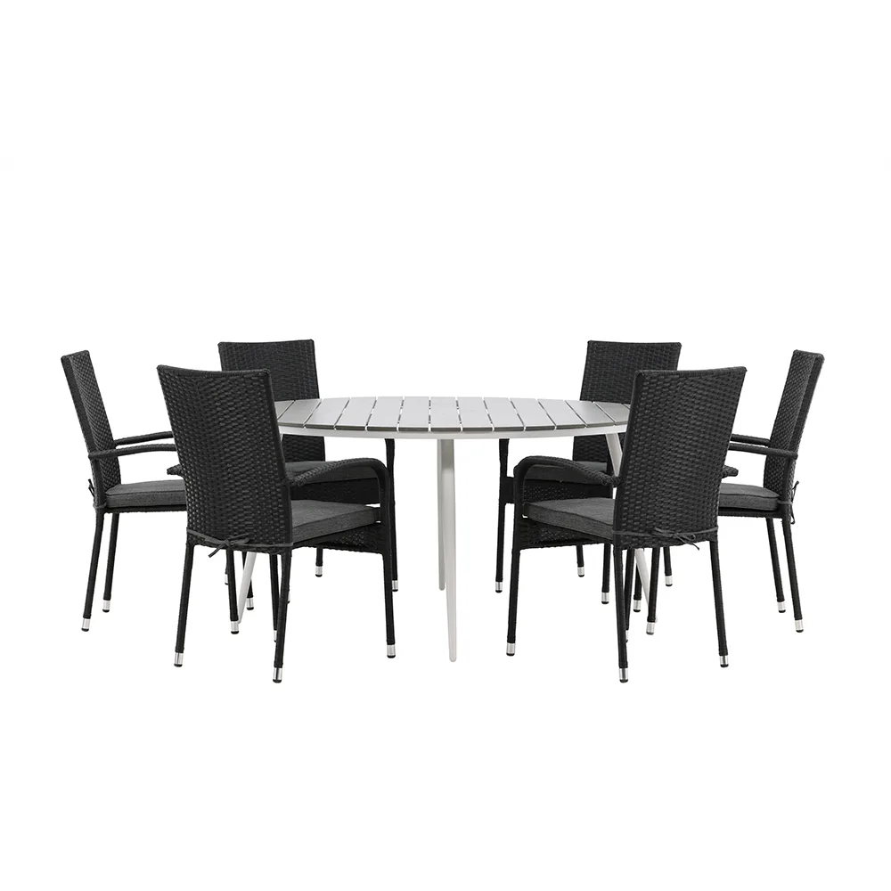 Break - Dining Table Round- White / Grey - Alu / Aintwood - Grå/Vit