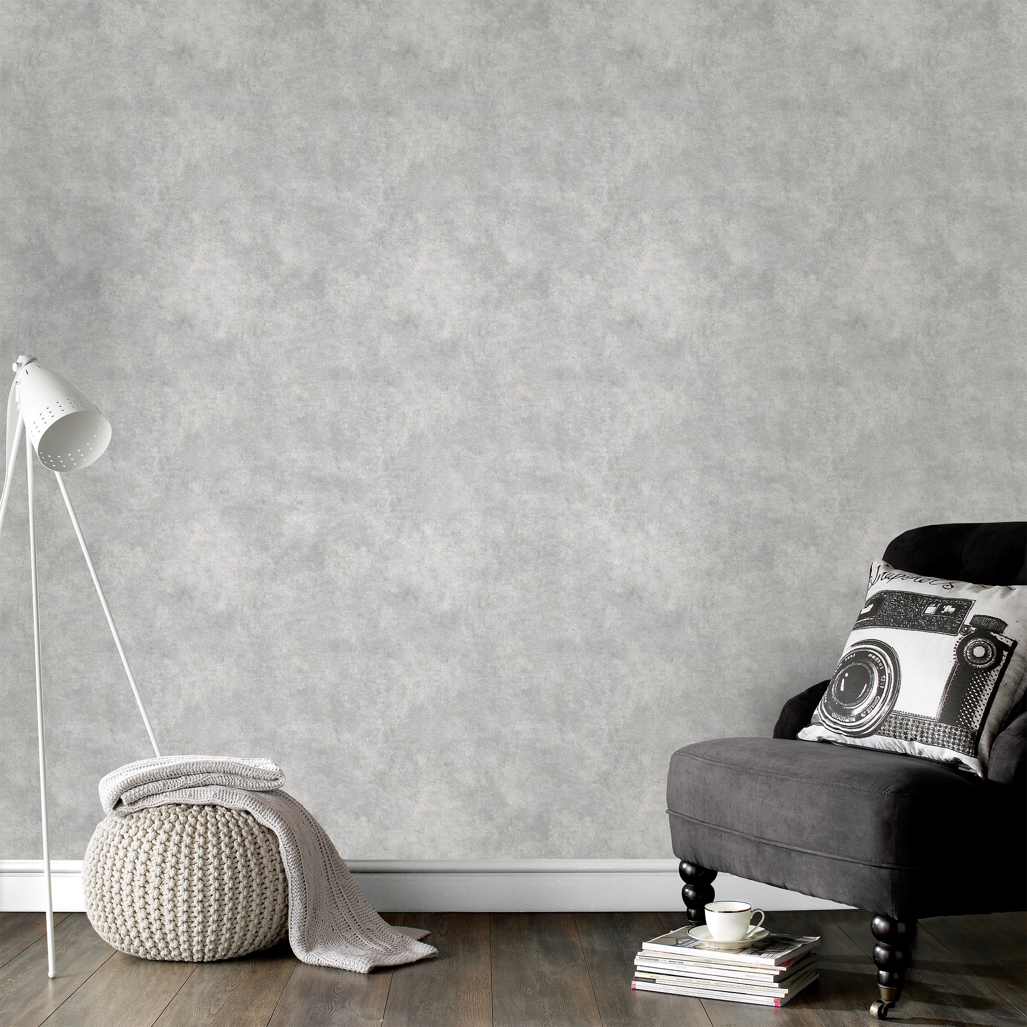Tapet Superfresco Easy Betong Cire 106989 EasyUp, Enfärgad Mellangrå