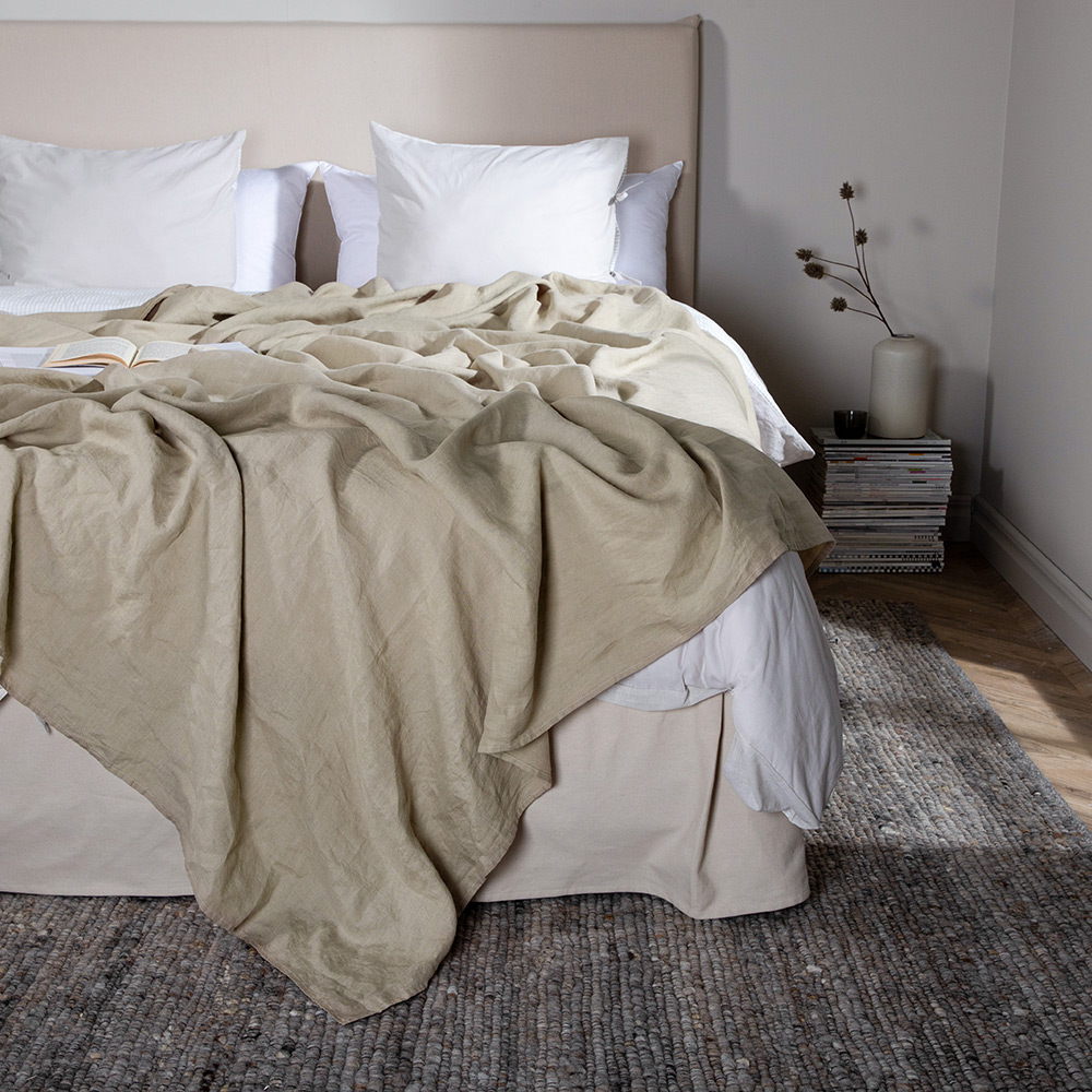 Milo Bedspread Linen Beige 260x260 cm Färg: Beige, Mått: 260x260 cm