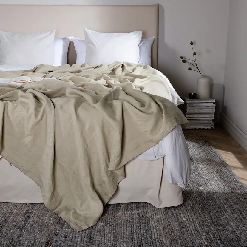 Milo Bedspread Linen Beige 260x260 cm Färg: Beige, Mått: 260x260 cm