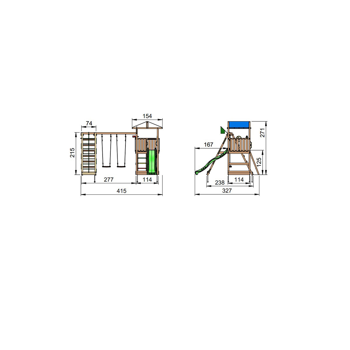 Lektorn Jungle Gym Hut Komplett Inkl Climb Modul X'tra och Rutschkana