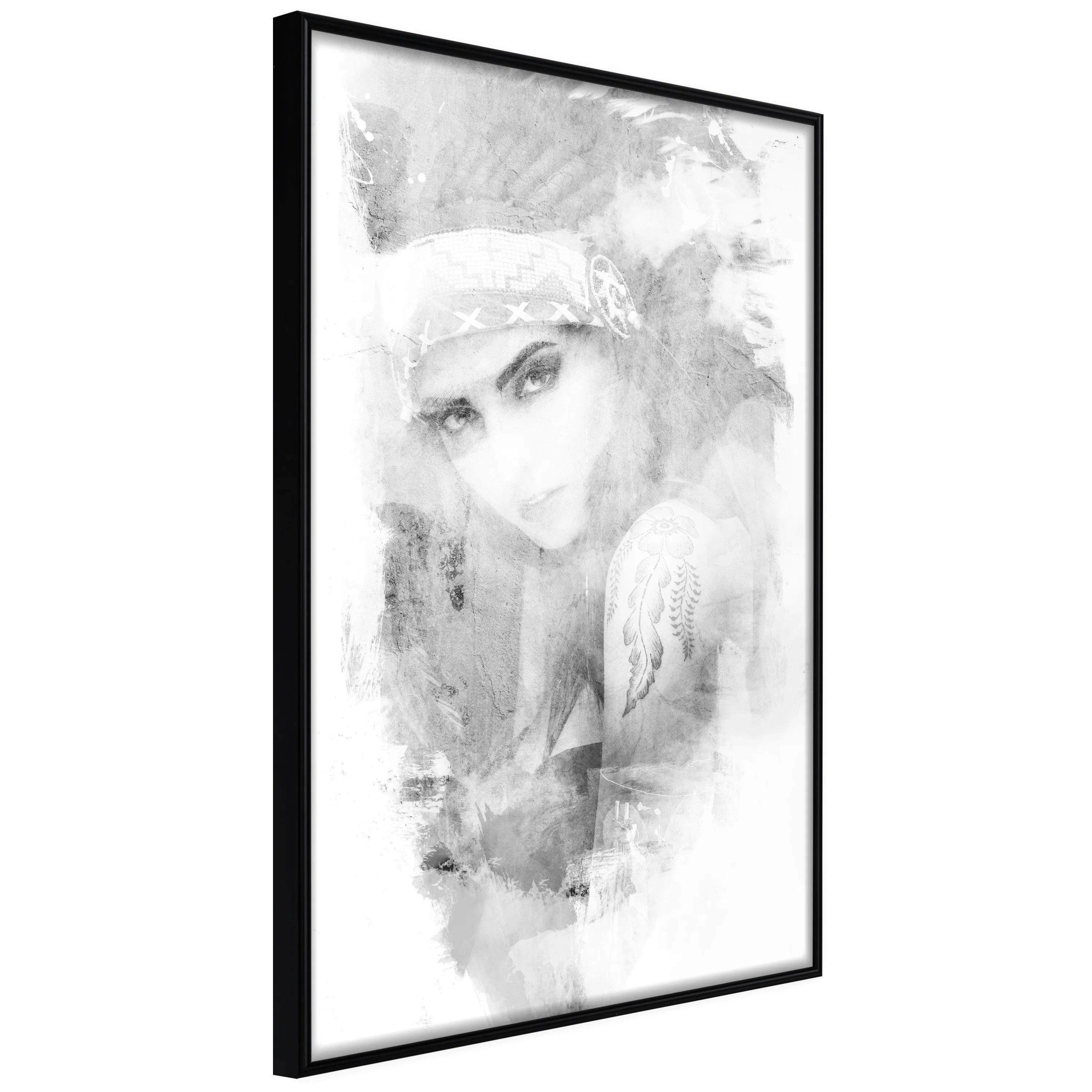 Poster Artgeist Affisch Ethnic Look Svart/Vit