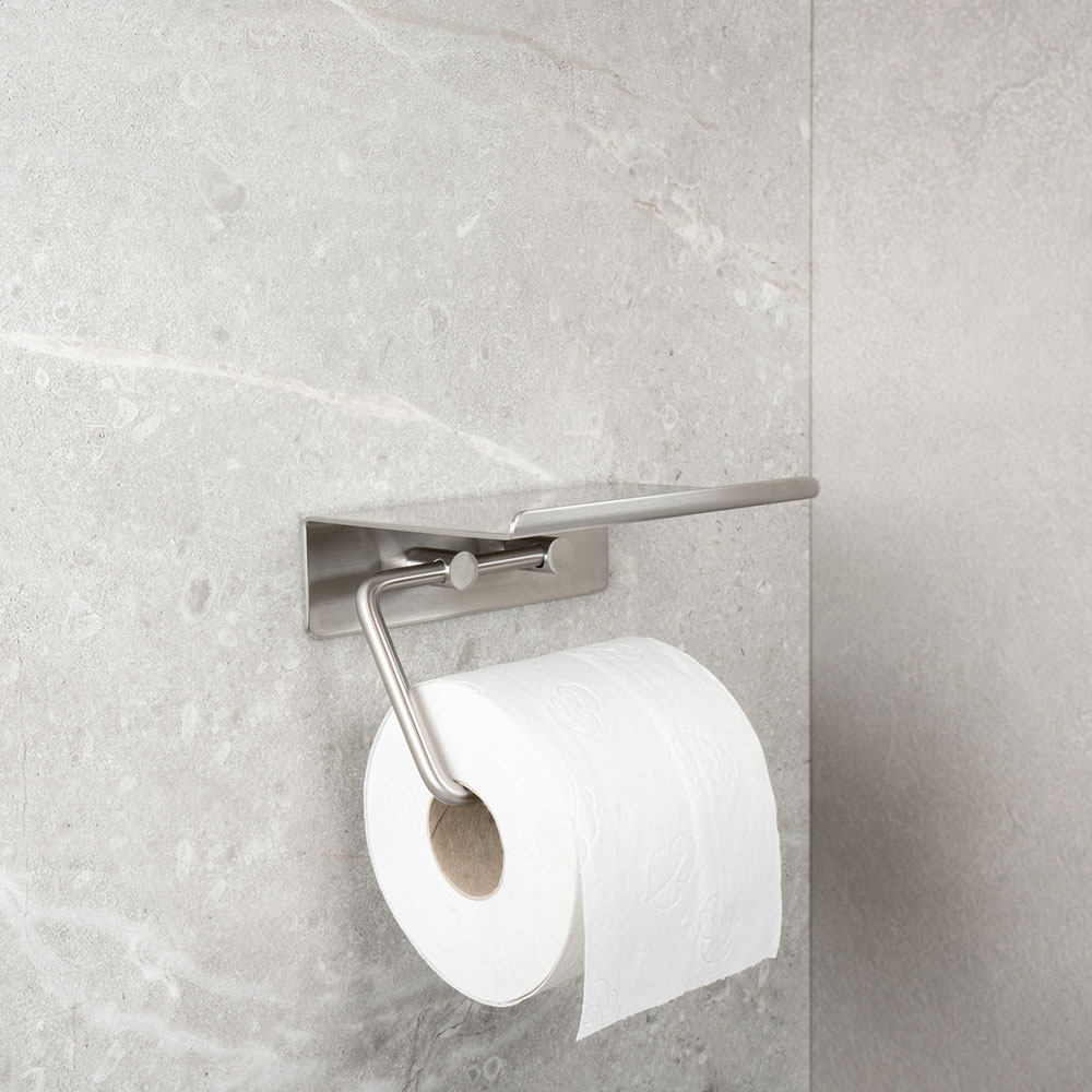 Toalettpappershållare Beslag Design Base med Hylla Självhäftande