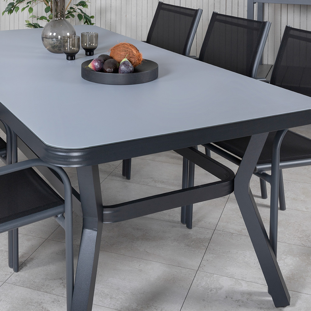 Matgrupp Venture Home Vyn med 6 Samba Stapelbara Matstolar