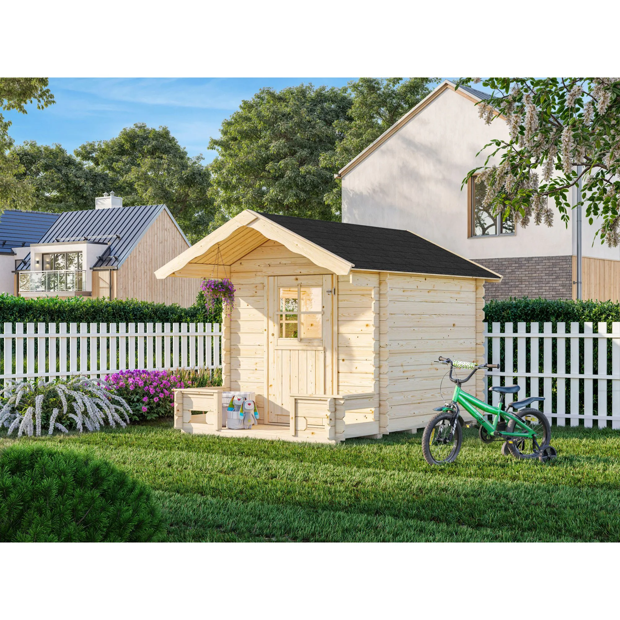 Lekstuga Palmako Stina 3,1 m² Trästuga med Altan