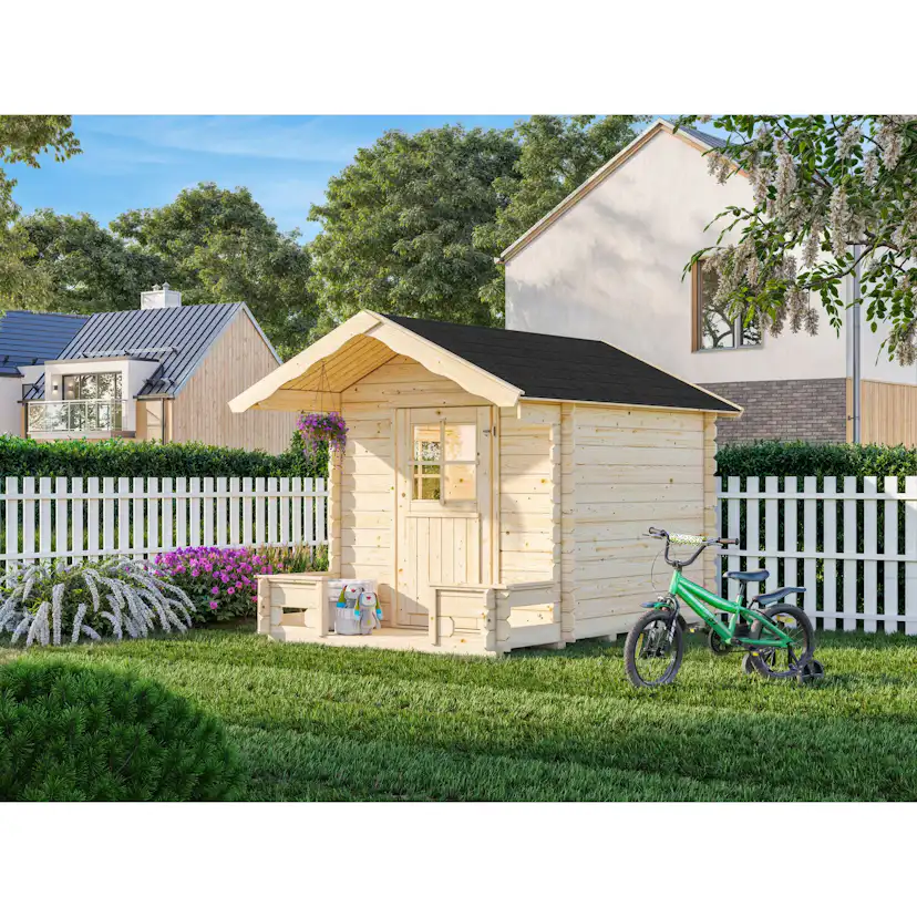 Lekstuga Palmako Stina 3,1 m² Trästuga med Altan