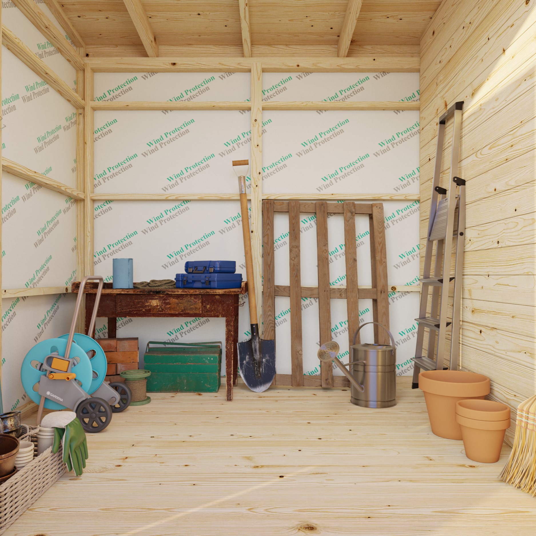 Förråd Palmako Kalle 6,6 m² Redskapsbod i Trä med Pulpettak & Dubbla Dörrar