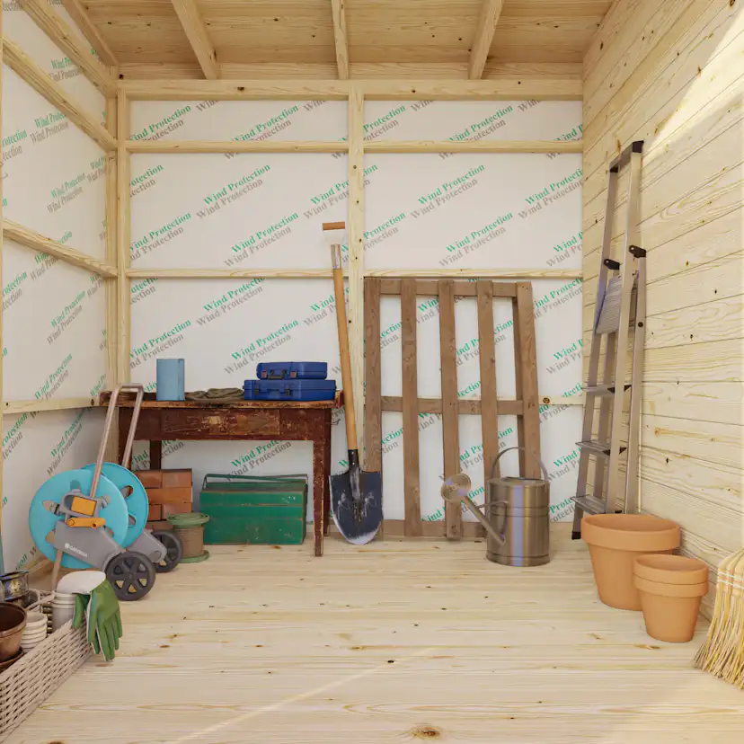 Förråd Palmako Kalle 6,6 m² Redskapsbod i Trä med Pulpettak & Dubbla Dörrar