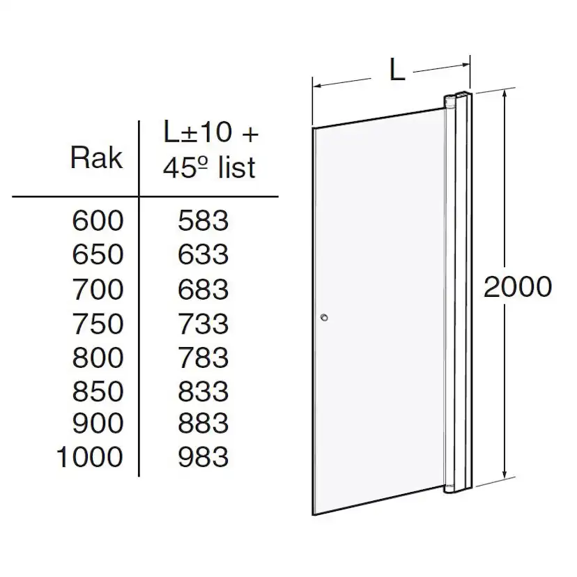 Duschdörr Contura Shower Space Rak SPNK med Knopp