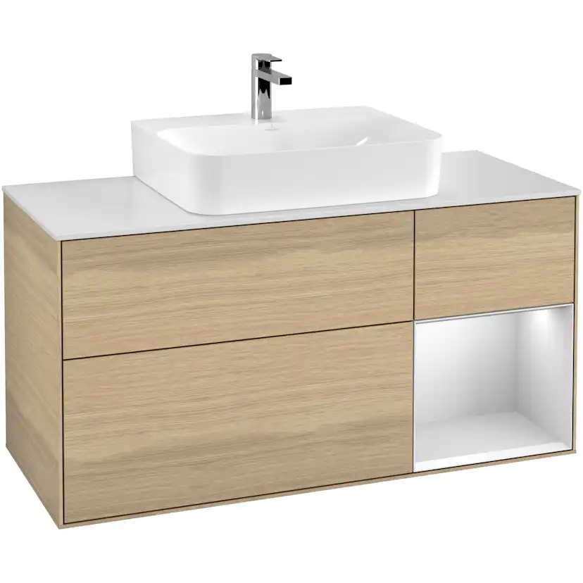 Tvättställsskåp Villeroy & Boch Finion med 3 Lådor Hylla och Bänkskiva för Centrerat Tvättställ